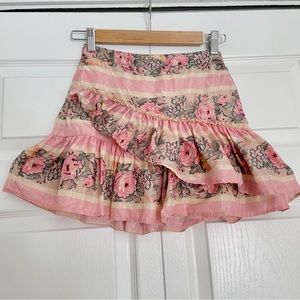 LoveShackFancy Floral mini ruffle skirt